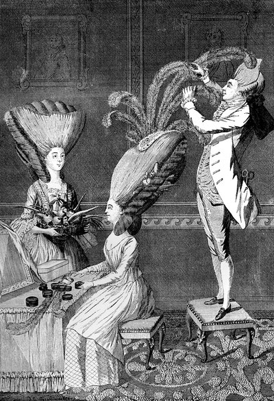 Der lächerliche Kopfschmuck oder Die gefiederte Dame, 1776 von Unbekannt