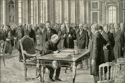 Der Premierminister von Großbritannien unterzeichnet den Friedensvertrag, 1919 von Unbekannt
