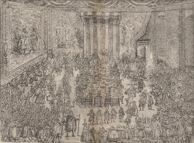Das fürstliche Mahl, aus einer Serie, die die Hochzeit von Wolfgang darstellt, 1614 von Unbekannt