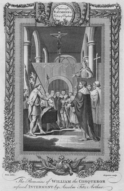 Die Überreste von Wilhelm dem Eroberer verweigert die Beisetzung durch Anselm Fitz Arthur, um 1787 von Unbekannt