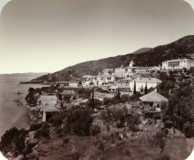 Das Rossikon St. Panteleimon Kloster auf dem Berg Athos, Griechenland, 1860er Jahre von Unbekannt