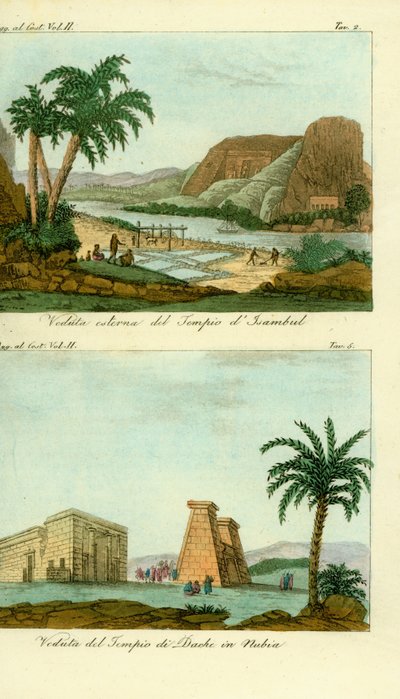 Der Tempel von Ramses II in Abu Simbel (Isambul), Nubien, und der Tempel des Thoth in Dakka, Nubien von Unbekannt