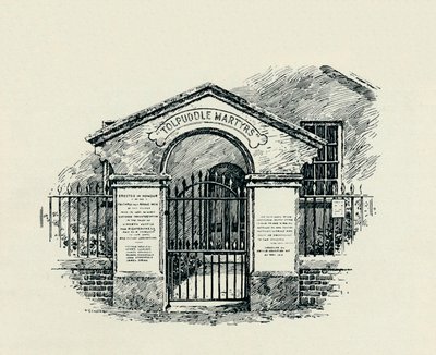 Das Tolpuddle-Denkmal an der Tolpuddle-Methodistenkapelle, 1934 von Unbekannt