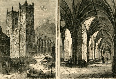 Die Westtürme und Kreuzgänge der Westminster Abbey, 1881 von Unbekannt