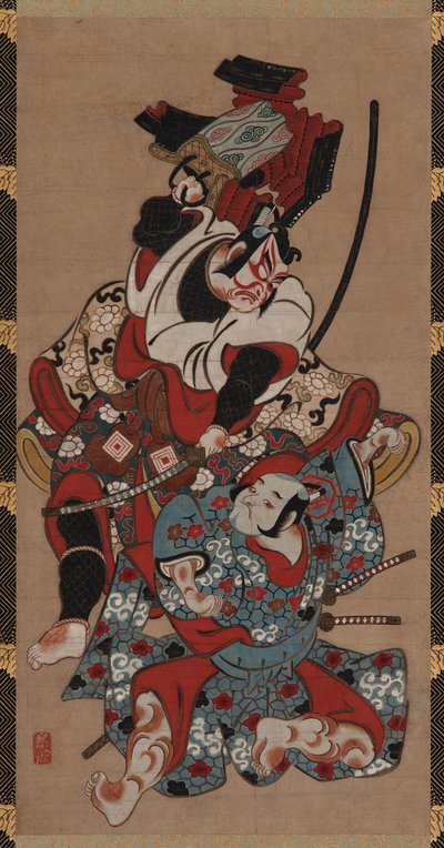 Szene des Rüstungsziehens aus einem Soga-Stück, Edo-Zeit, 1615-1868 von Unbekannt