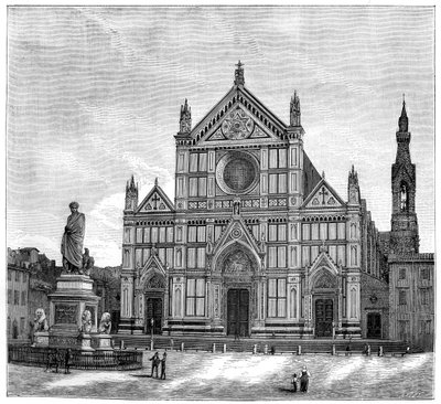 Die Kirche und der Platz der Basilika Santa Croce, Florenz, Italien, 1882 von Unbekannt