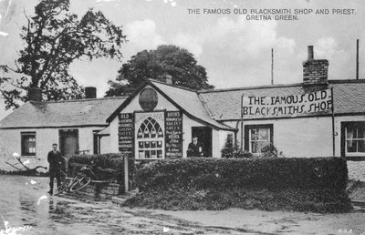 Die berühmte alte Schmiede, Gretna Green, Dumfriesshire, Schottland, 20. Jahrhundert von Unbekannt