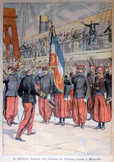 Die glorreiche Flagge der Zouaven von Palestro kommt in Marseille an, 1903 von Unbekannt