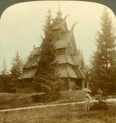 Die alte Kirche von Gol, ein malerisches Gebäude aus dem 12. Jahrhundert in Osoarshal, Norwegen von Unbekannt