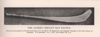 Der älteste bekannte Cricket-Schläger, 1912 von Unbekannt