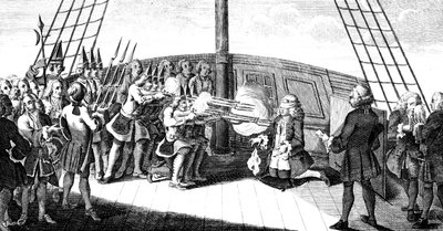 Die Erschießung von Admiral Byng an Bord der Monarque, 1757 von Unbekannt
