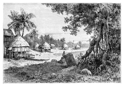 Das Dorf Sawi, Car-Nicobar, Nikobaren, Indien, 1895 von Unbekannt