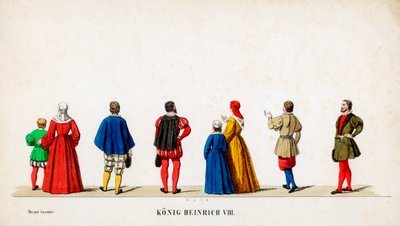 Theaterkostümentwürfe für Shakespeares Stück, Heinrich VIII., 19. Jahrhundert von Unbekannt