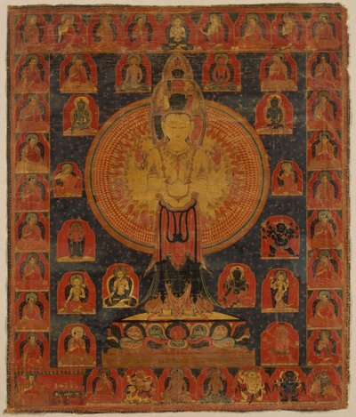 Tausendarmiger Chenresi, eine kosmische Form des Bodhisattva Avalokiteshvara, 14. Jahrhundert von Unbekannt