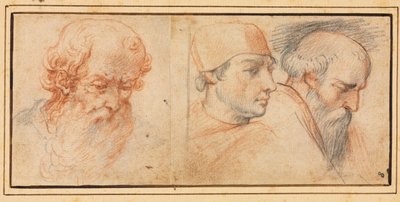 Drei Kopfstudien, 1600er Jahre von Unbekannt