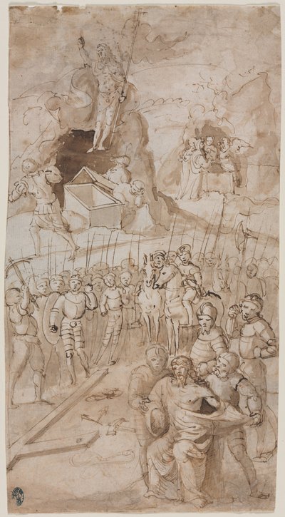 Drei Szenen aus der Passion Christi (recto) Architektonische Skizze (verso) von Unbekannt
