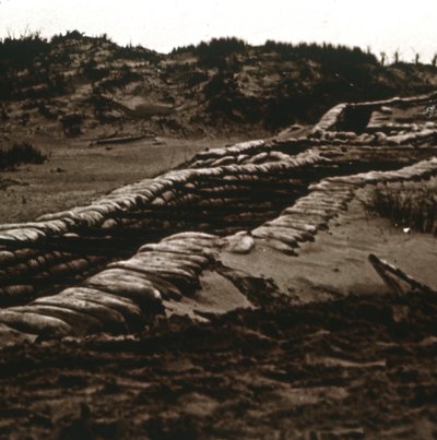 Schützengräben im Schutz der Dünen, Nieuwpoort, Flandern, Belgien, ca. 1914-1918 von Unbekannt