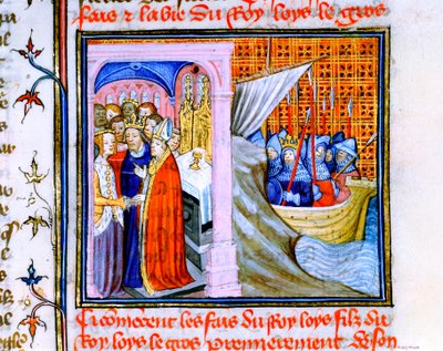 Zwei Szenen aus der Chronique de St Denis von Unbekannt