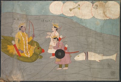 Vanasuras Söhne unterwerfen sich Krishna: Szene aus dem Aniruddha Usha Abschnitt von Krishna Lila von Unbekannt