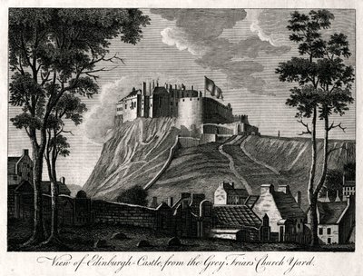 Blick auf Edinburgh Castle vom Grey Friars Church Yard, 18. Jahrhundert von Unbekannt