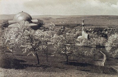 Ansicht des Goetheanums und des Heizhauses, Dornach, Schweiz, 1914-1916 von Unbekannt