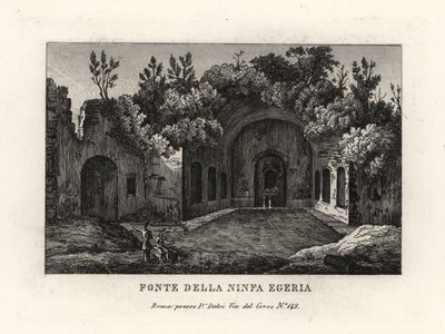 Ansicht der Quelle der Nymphe Egeria, Egeria Nympheum, Ninfeo d