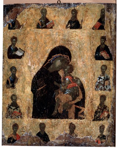 Jungfrau der Zärtlichkeit mit den Heiligen Die Jungfrau Eleusa, byzantinische Ikone von Unbekannt