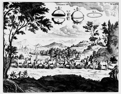 Von Guerickes Demonstration der Stärke des Luftdrucks, 1672 von Unbekannt
