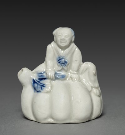 Wassertropfer in Form eines sitzenden chinesischen Jungen auf einem Kürbis, 18.-19. Jahrhundert von Unbekannt