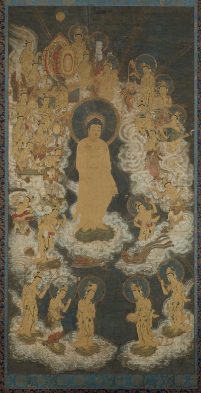 Willkommener Abstieg von Amida und Bodhisattvas, Ende 14. Jahrhundert von Unbekannt
