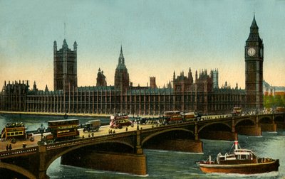 Westminster Bridge und das Parlament, London, ca. 1910 von Unbekannt