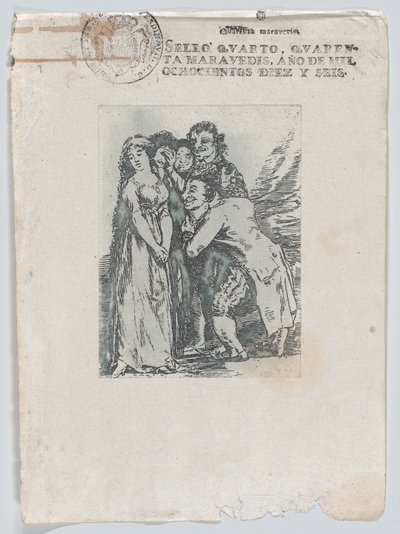 Welch ein Opfer, eine junge Frau umgeben von einer Gruppe von Männern, darunter ihr Fi..., nach 1816 von Unbekannt