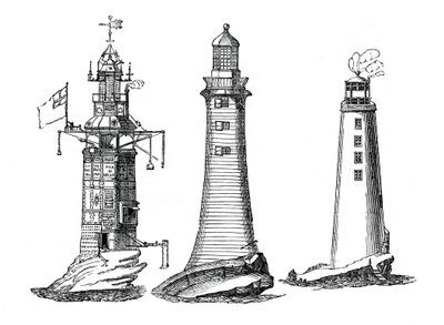 Winstanley, Smeaton und Rudyerd Leuchttürme, 1833 von Unbekannt