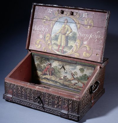 Holzkasse oder Schreibkasten mit Porträt von Peter des Großen Sohn, ca. 1695 von Unbekannt
