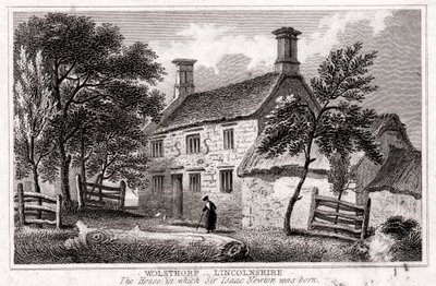 Woolsthorpe Manor, bei Grantham, Lincolnshire, Geburtsort von Sir Isaac Newton, frühes 19. Jahrhundert von Unbekannt