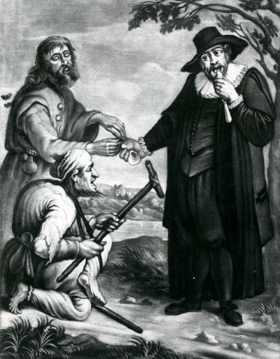 Blinder Kläger, Lahmer Beklagter teilen, Die freundlichen Gesetze unparteiische Fürsorge, Eine Muschel für ihn, eine Muschel für dich, Die Mitte ist die Anwaltsgebühr, ca. 1700-40 von Unbekannt Unbekannt