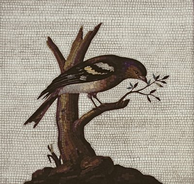Römisches Mosaik eines Vogels in einem Baum von Unbekannt Unbekannt