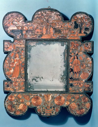 Strohrahmen-Spiegel, 1670-80 von Unbekannt Unbekannt