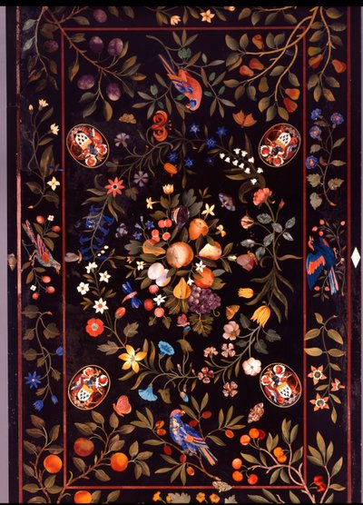 Florentinische Pietra-Dura-Tischplatte mit verschiedenen Marmor- und Lapislazuli-Einlagen, um 1670 von Unbekannt