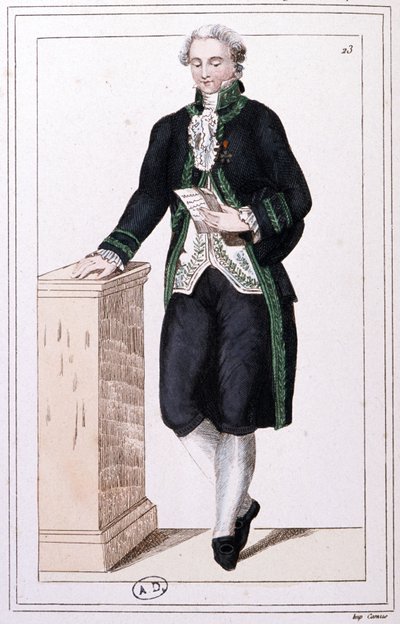 Ein Mitglied des Instituts während des 1. Kaiserreichs, ca. 1810 (Gravur) von Unbekannter Künstler