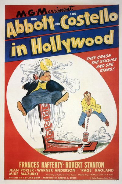 Plakat des Films Abbott und Costello in Hollywood von Sylvan Simon mit Bud Abbott und Lou Costello 1945 von Unbekannt
