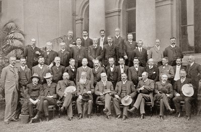 Afrikanische Kolonialmitglieder der Closer Union Convention von 1908, die Bedingungen erreichten, die dazu führten, dass das britische Parlament den South Africa Act von 1909 verabschiedete. von Josef Eberz
