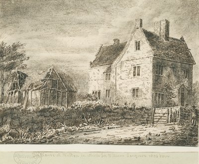 Baswich Dorf - Haus von Sir William Congreve: Bleistift- und Waschzeichnung, 18. Jh. von Unbekannt