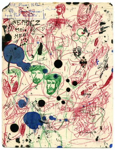 Blotter bedeckt mit Flecken und Kritzeleien, um 1960 von Unbekannter Künstler