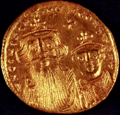 Byzantinische Münze mit Darstellung des Kaisers von Unbekannt