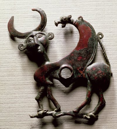 Wangenstück eines Pferdegebisses in Form eines menschenköpfigen Tieres, aus Luristan, Westiran, ca. 800-700 v. Chr. von Unbekannt