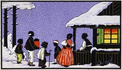 Weihnachtsfeier in einem Dorf in Österreich, um 1910 von Unbekannter Künstler
