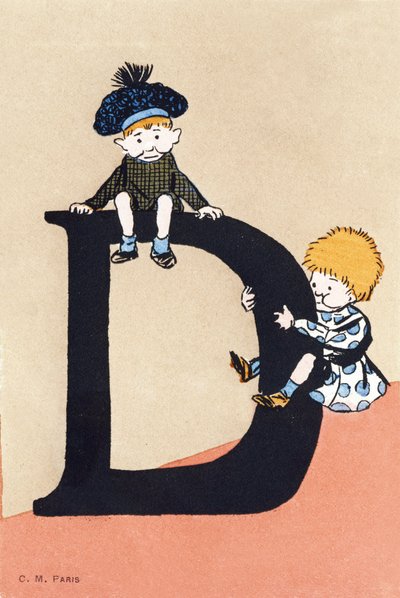 D wie deux, descendre - Alphabet für Kinder. C. M. Herausgeber, Paris. Handbemalte Postkarten, abgestempelt 1904. Maße: 14 x 9 cm von Unbekannt