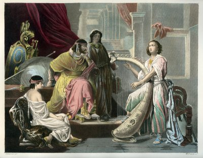 David spielt seine Harfe vor Saul - Bibel von Unbekannter Künstler