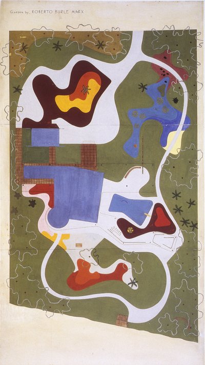 Zeichnung eines Gartens von Roberto Burle Marx/Landschaftskünstler/Maler/Botaniker/Bildhauer/Musiker von Unbekannt